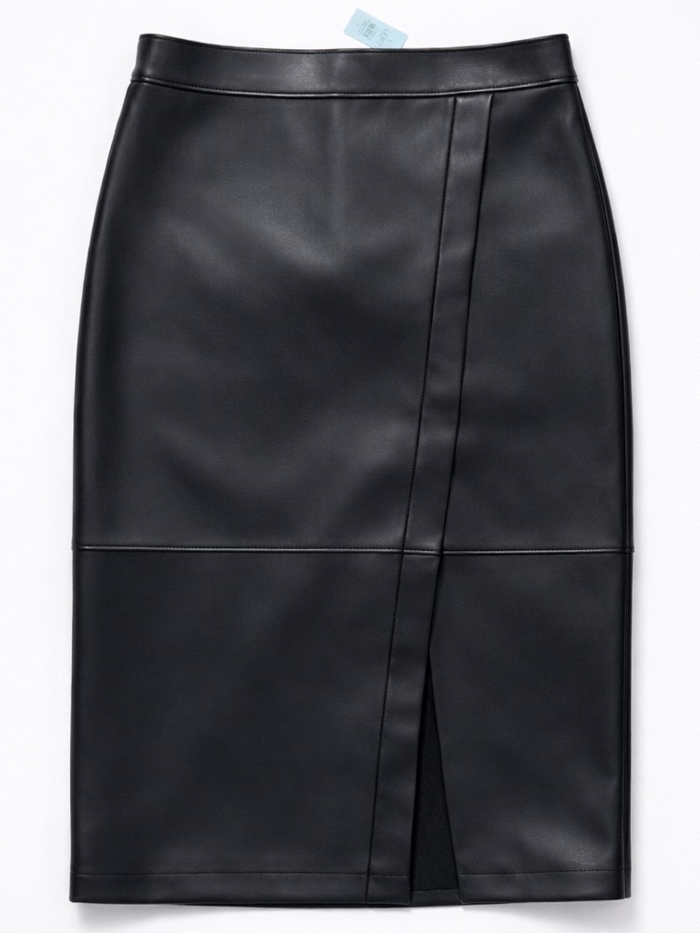 Faux Leather Black Midi Wrap Skirt | Size 14P | NWT